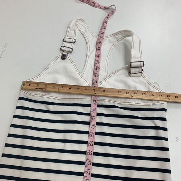 Zara Pinafore Stripe Midi Dress Womens M Medium Adjustable Wide Straps V Neck - Picture 9 of 13